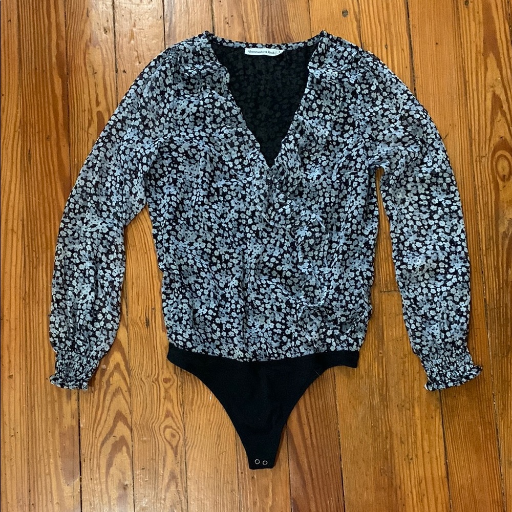 Abercrombie Long Sleeve Floral Chiffon Bodysuit